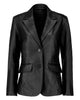 Womens Two Buttoned Black Leather Blazer