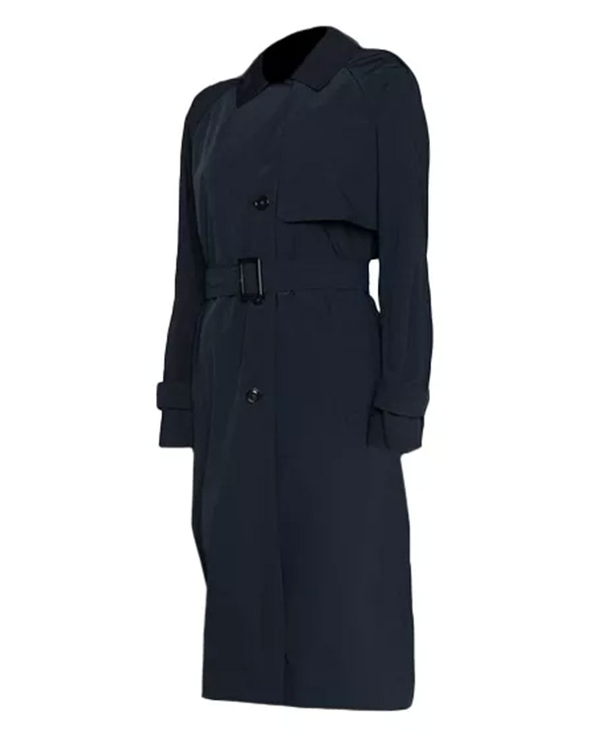 Womens  Long Navy Blue Trench Coat
