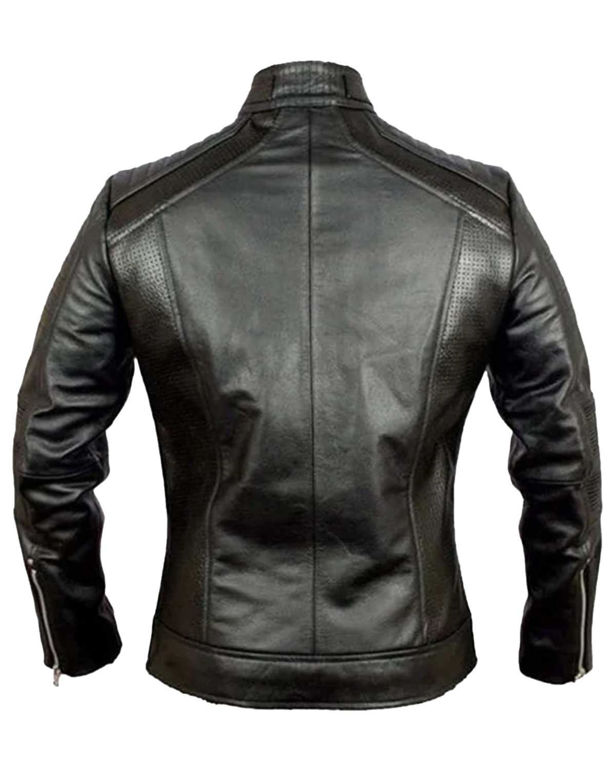 Mens Cafe Racer Black Classic Biker Leather Jacket