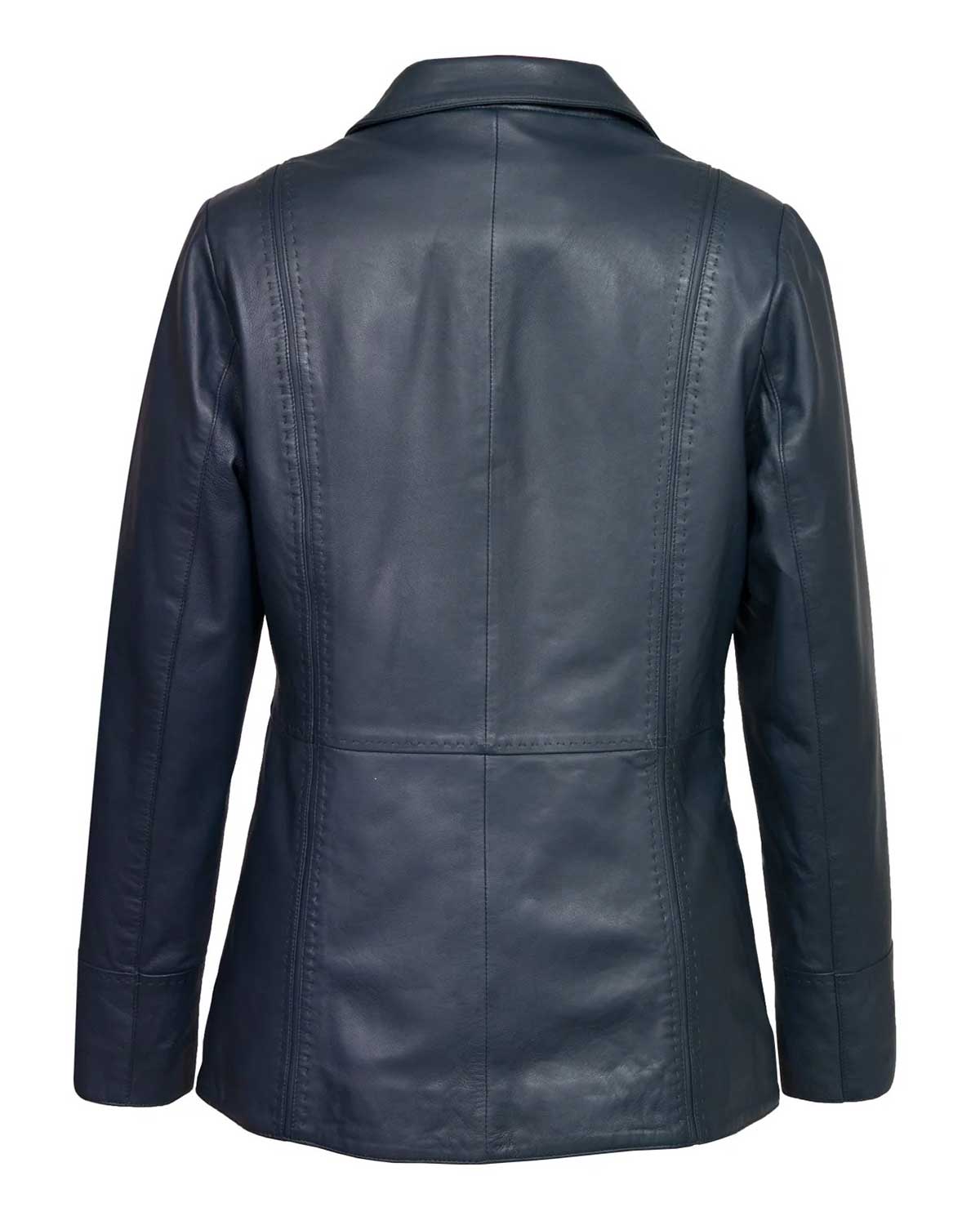 Womens  Navy Blue Stylish Leather Biker Jacket