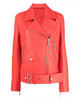 Womens Red Leather Biker Jacket