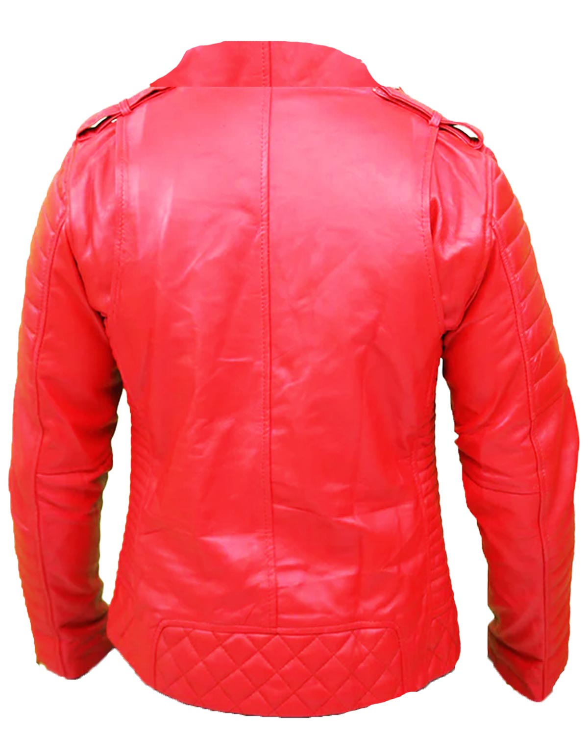 Mens Quilted Slim Fit Biker Red Jacket
