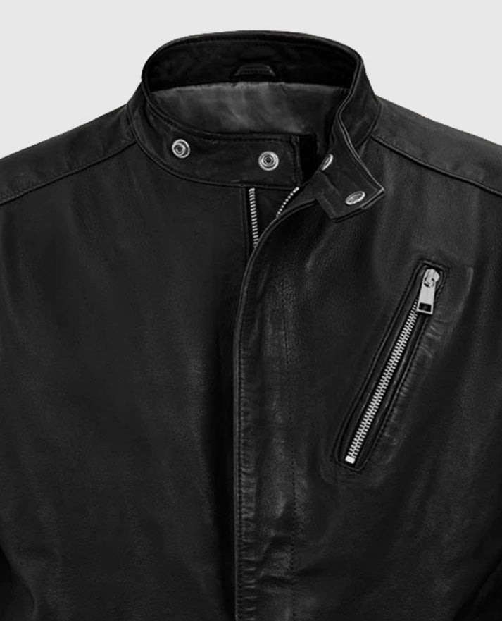 Motorad Black Biker Leather Jacket for Men