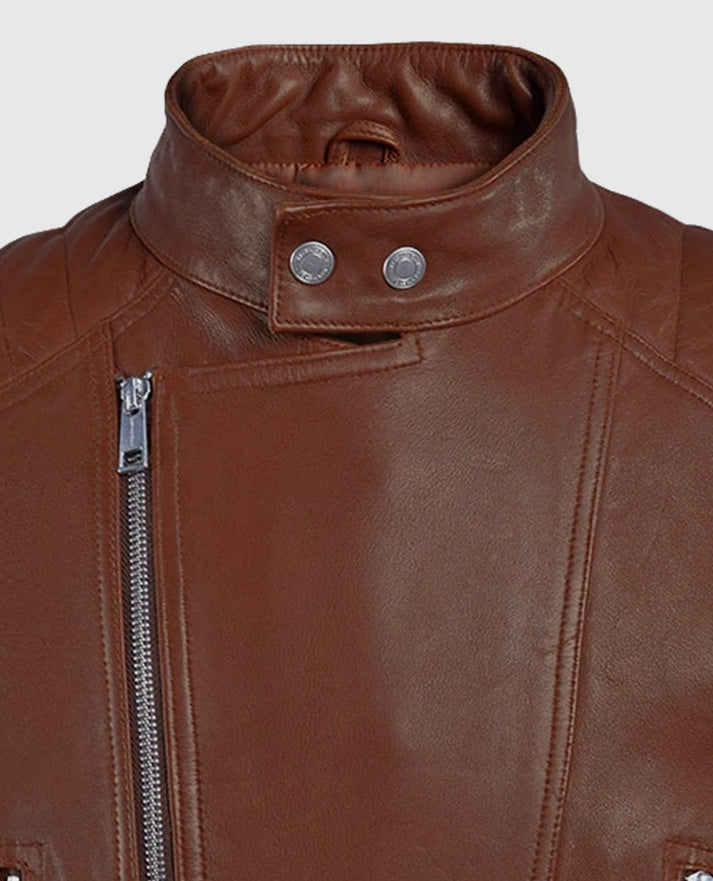 Men's Tan Shotgun Moto Leather Jacket