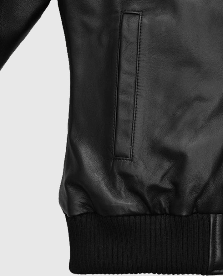 Symphony Detachable Hood Leather Jacket For Women