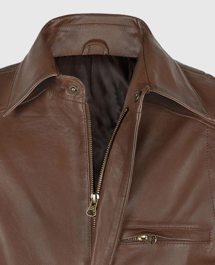 Men's Brown Hunter Bomber Leather Jacket