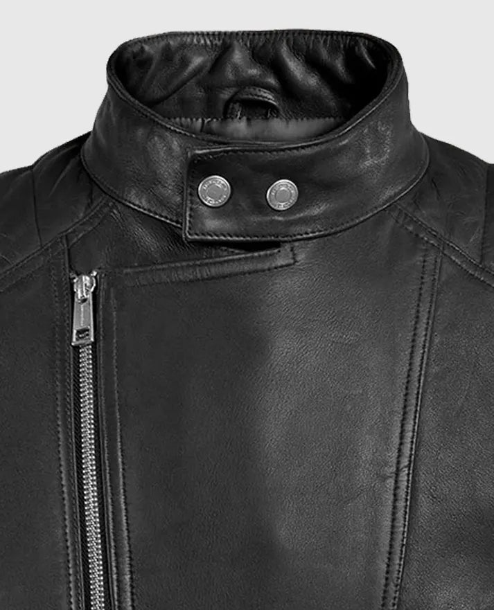 Shotgun Black Moto Leather Jacket For Men