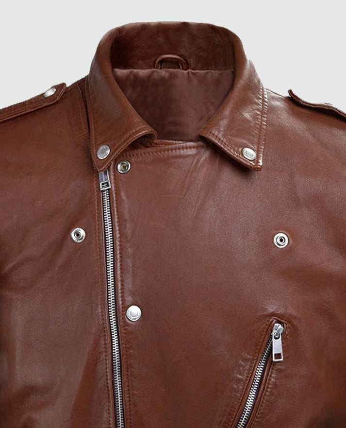 Men's Tan Beast Biker Leather Jacket