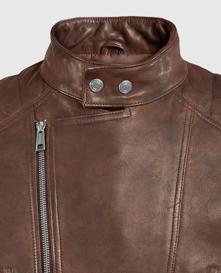 Men's Moto Shotgun Spanish Brown Leather Jacket