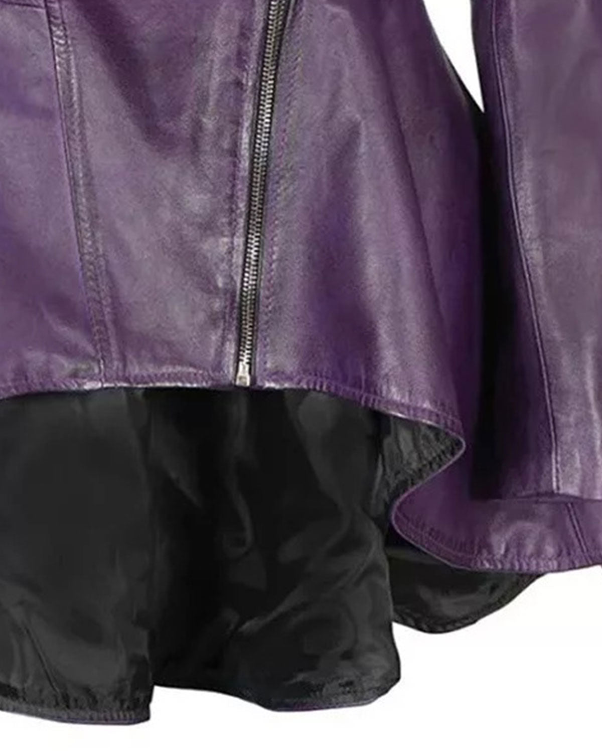 Womens  Purple Peplum Leather Jacket