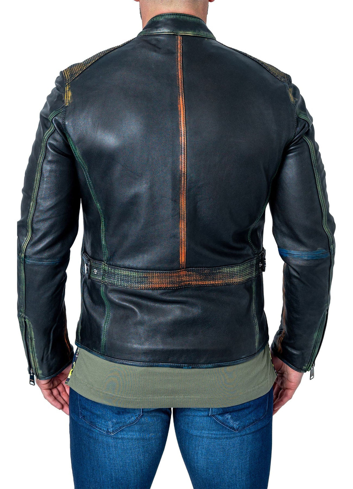 Mens limfit Black Biker Leather Jacket