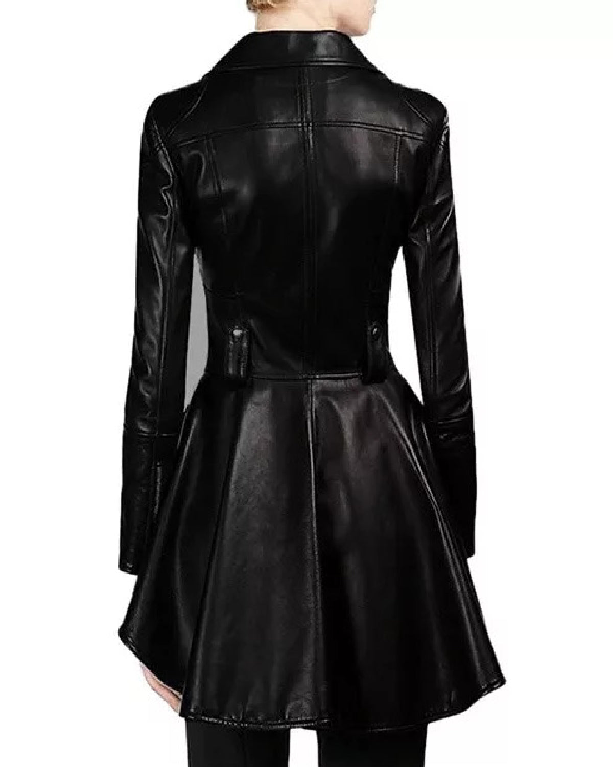 Womens  Black Peplum Leather Jacket