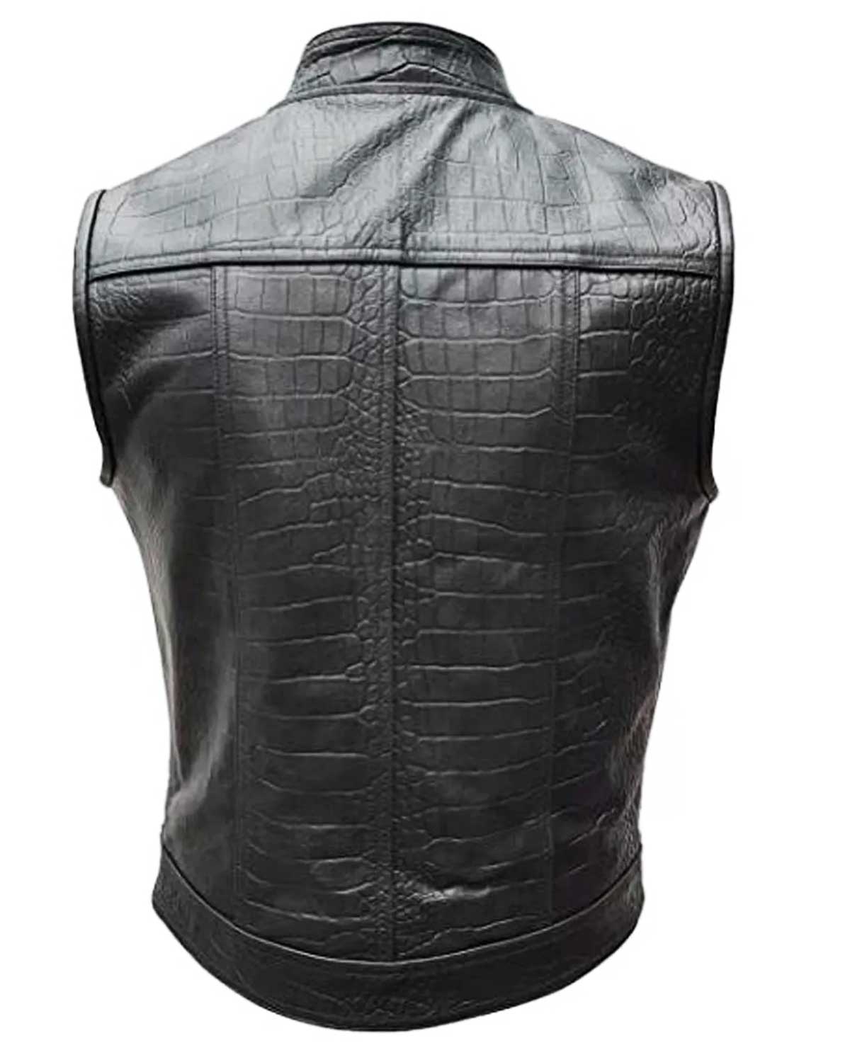Mens  Motorcycle Alligator Leather Vest