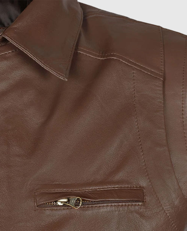 Men's Brown Hunter Bomber Leather Jacket