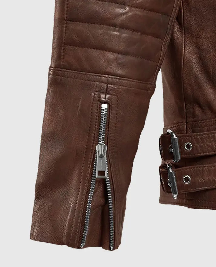Men's Moto Shotgun Spanish Brown Leather Jacket