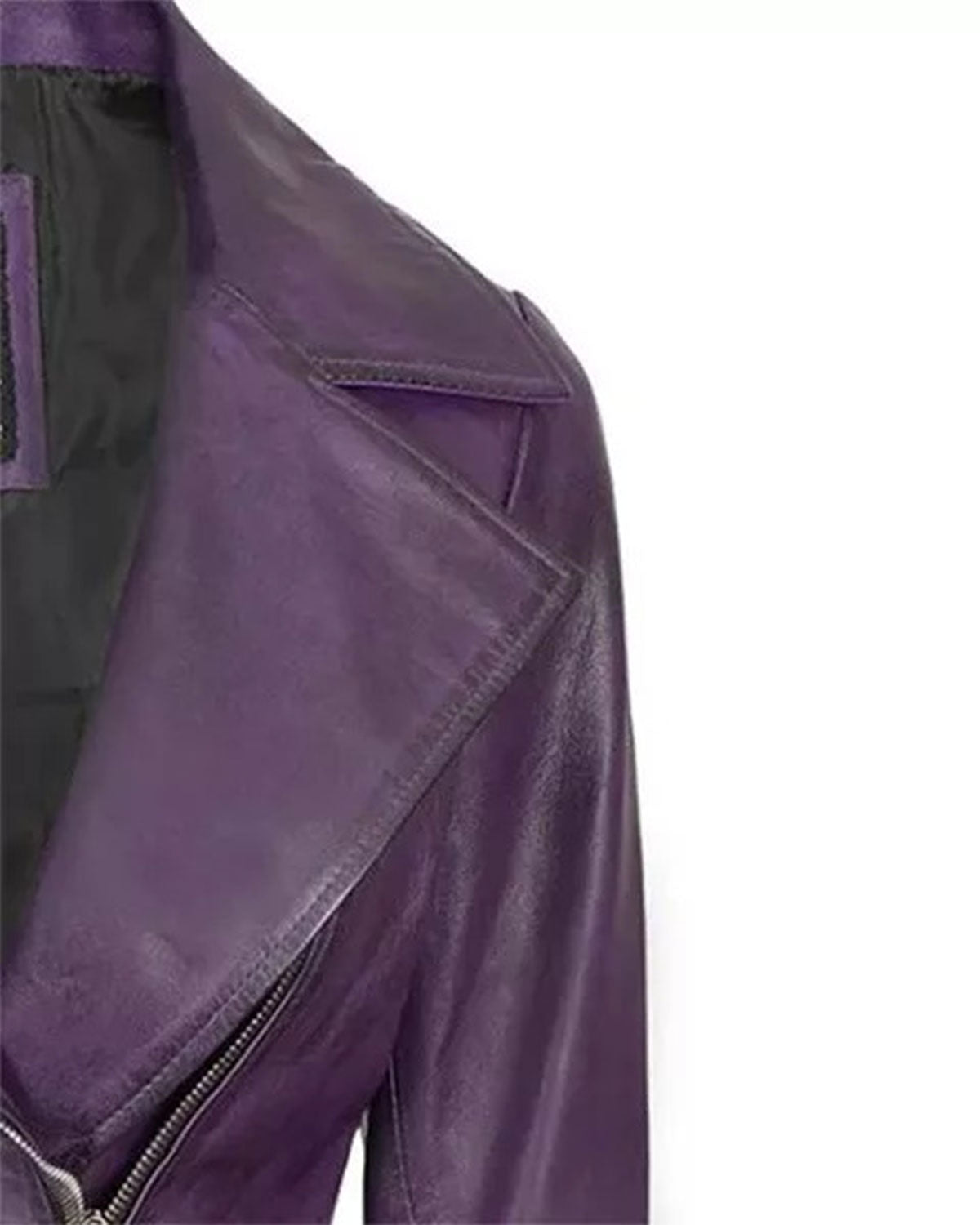 Womens  Purple Peplum Leather Jacket