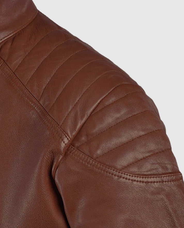 Men's Tan Shotgun Moto Leather Jacket