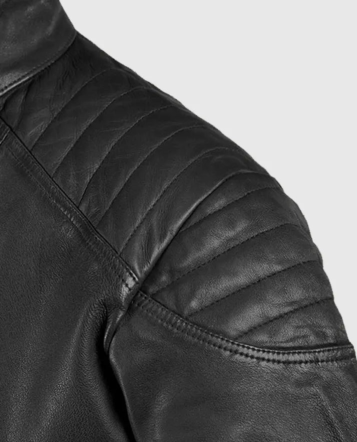 Shotgun Black Moto Leather Jacket For Men