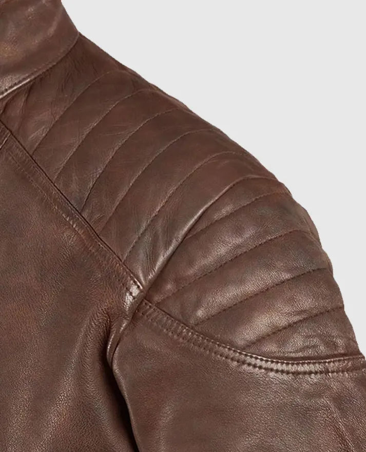 Men's Moto Shotgun Spanish Brown Leather Jacket