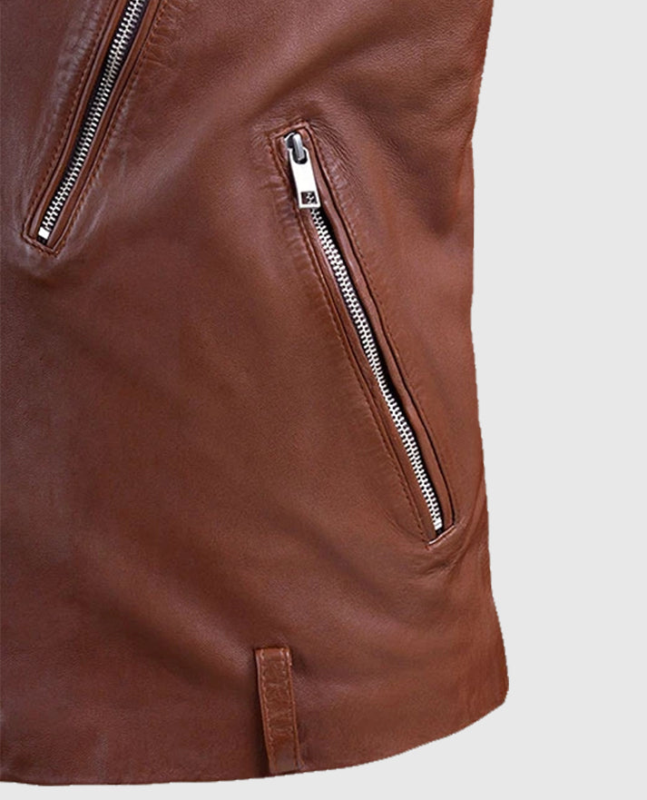 Men's Tan Beast Biker Leather Jacket