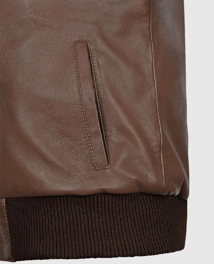 Men's Brown Hunter Bomber Leather Jacket