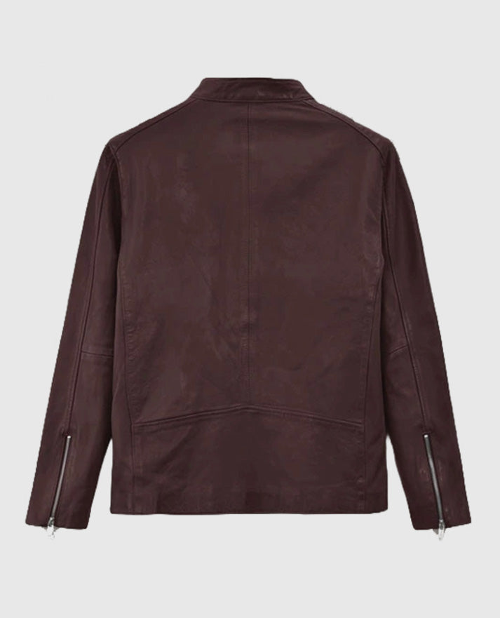 Men's Biker Burgundy Motorad Leather Jacket
