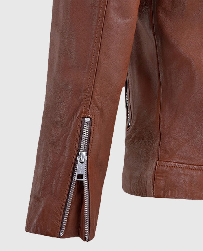 Men's Tan Beast Biker Leather Jacket