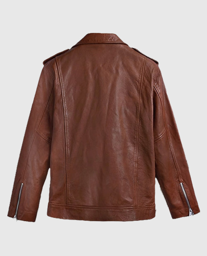 Men's Tan Beast Biker Leather Jacket