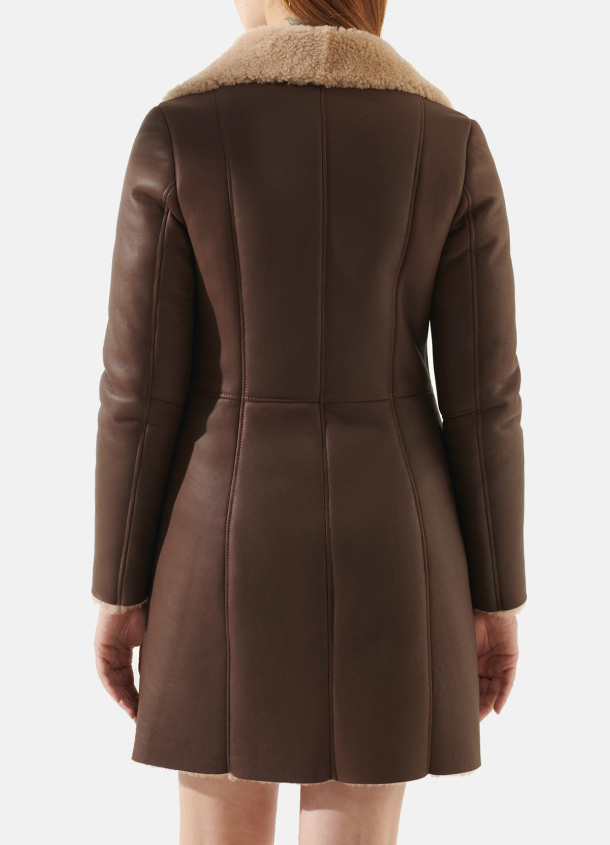 Womens oft Brown Shearling Leather Coat