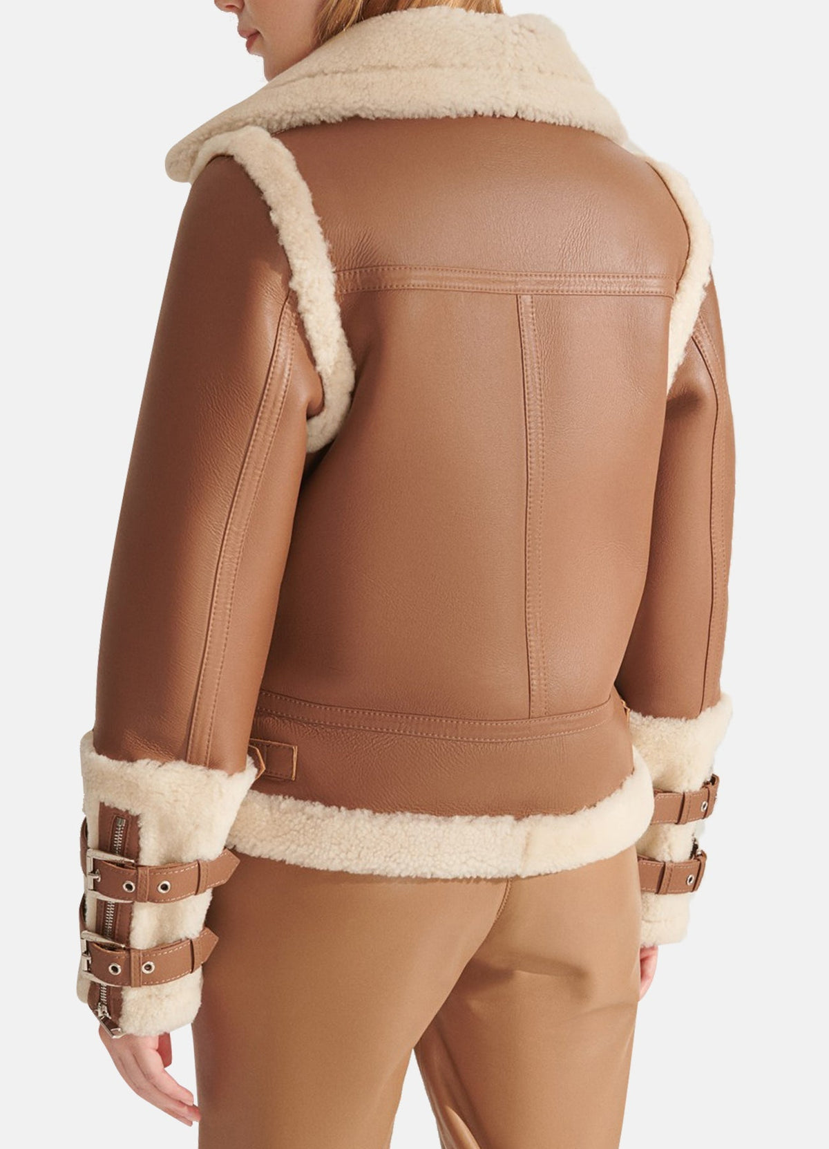 Womens ports Brown Shearling Leather Jacket