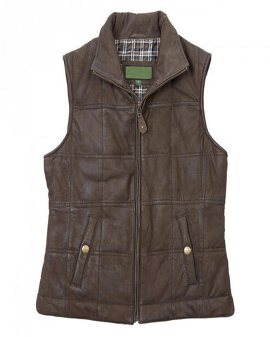 Womens  Brown Stylish Leather Gilet