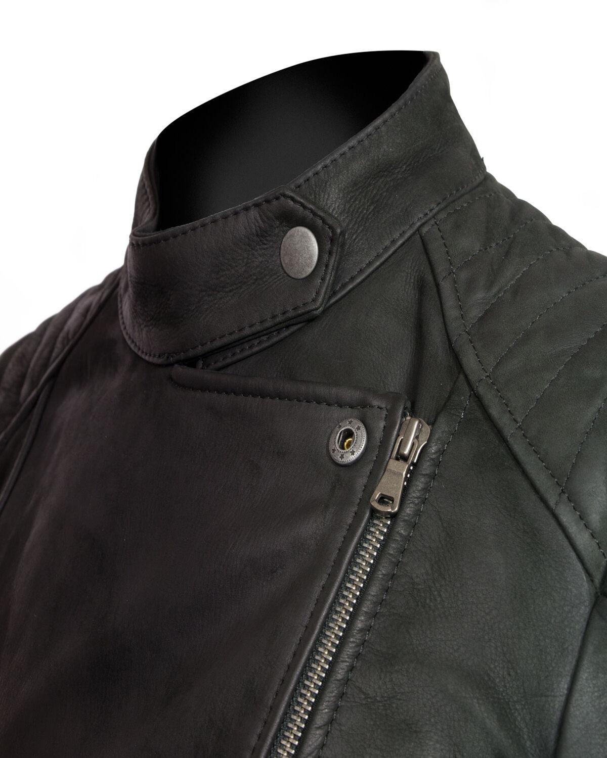 Womens  Black Leather Biker Jacket