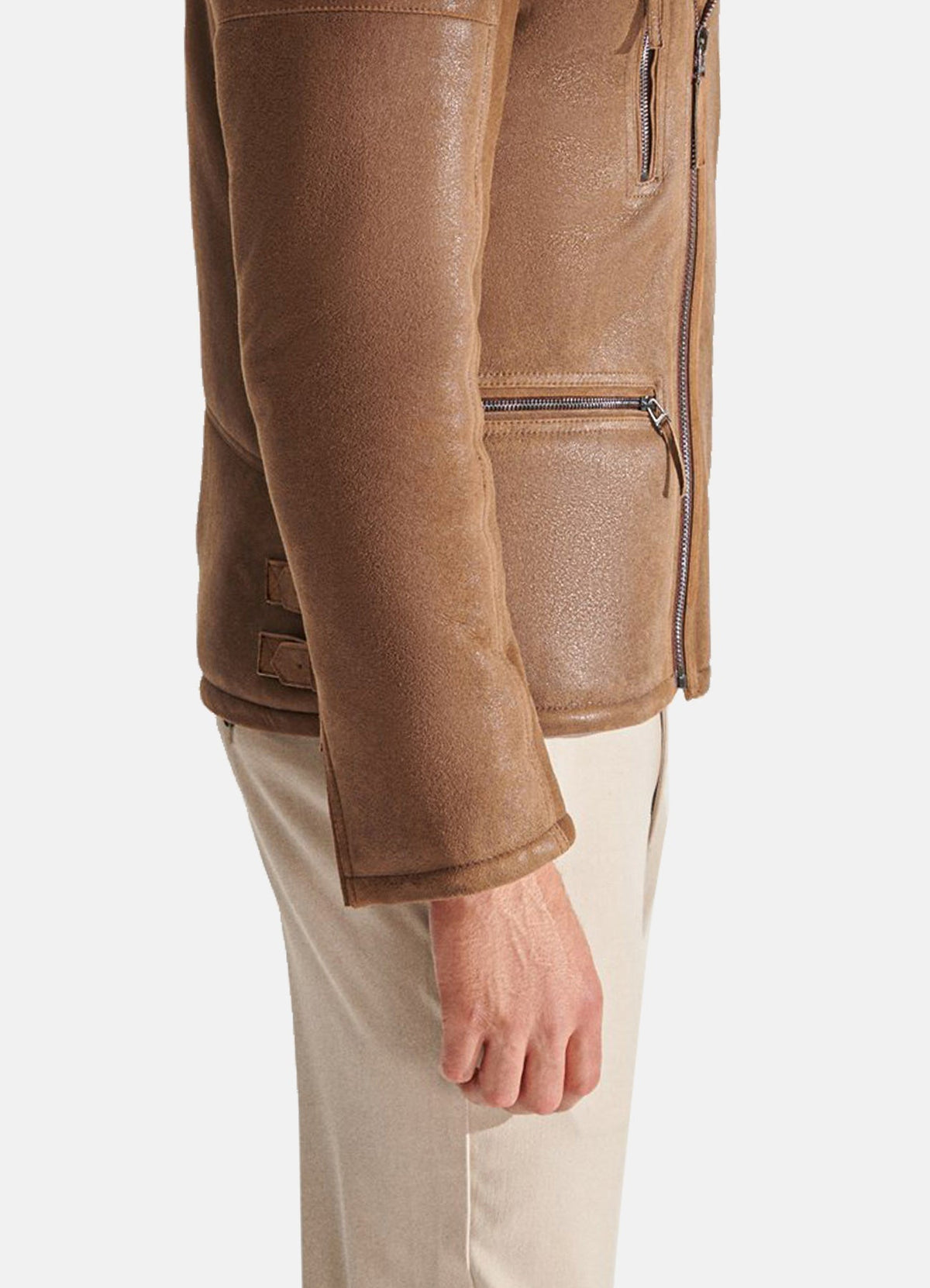 Mens oft Tan Shearling Leather Jacket
