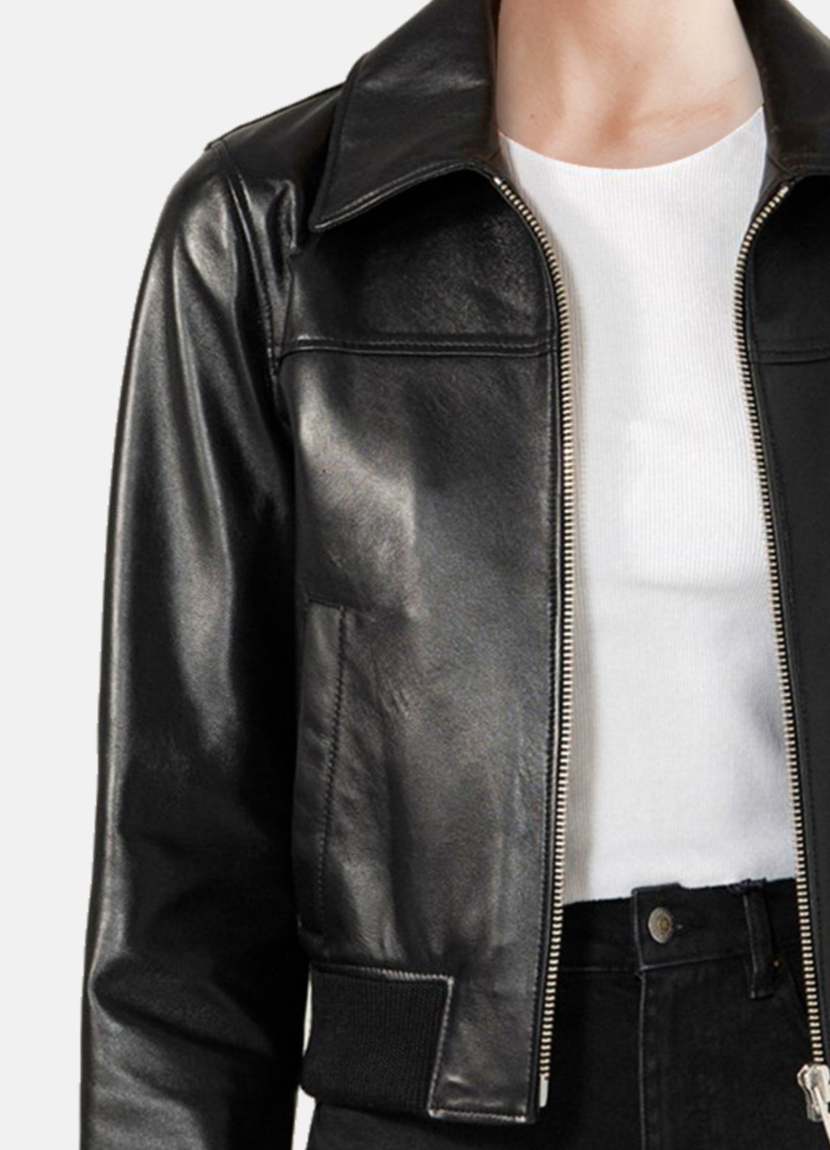 Womens hiny Black Biker Leather Jacket