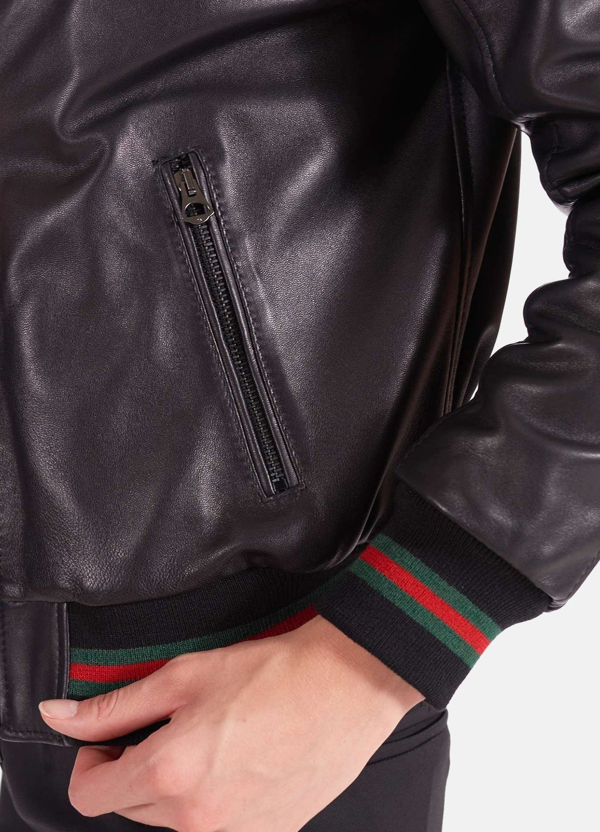 Womens mooth Black Bomber Leather Jacket