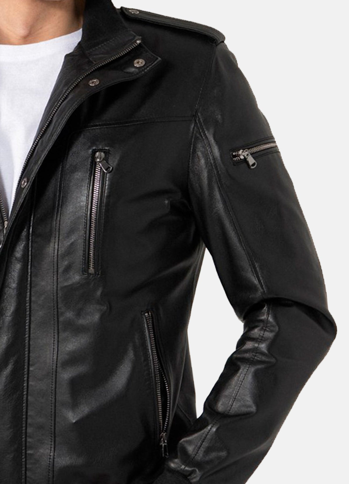 Mens ports Black Lambskin Leather Jacket