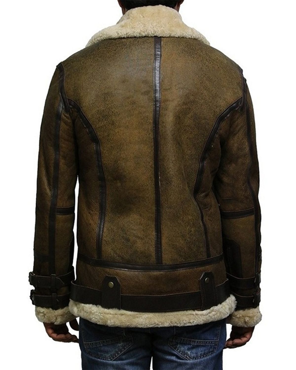 Mens Waxed Green Bomber Real Leather Jacket