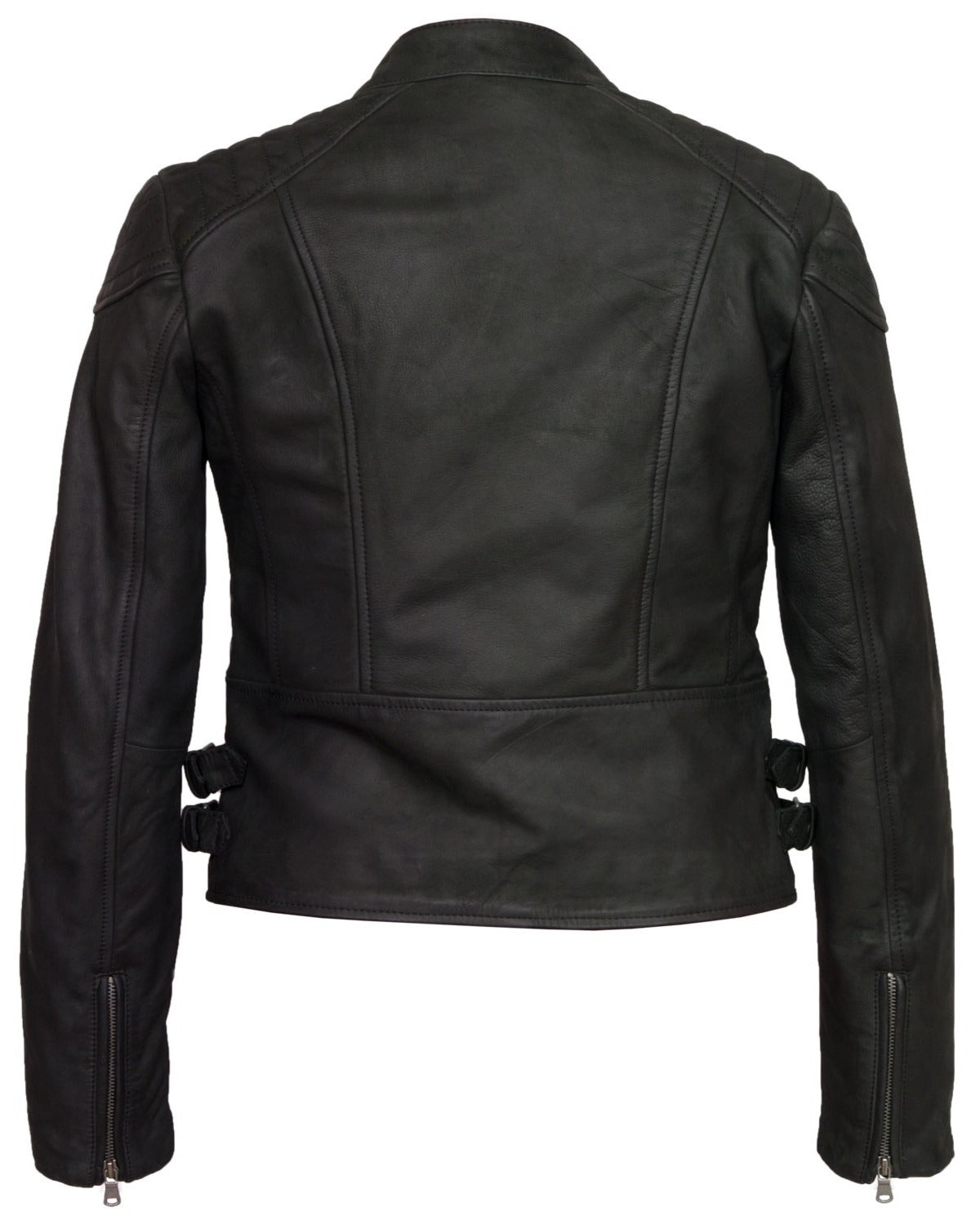 Womens  Black Leather Biker Jacket