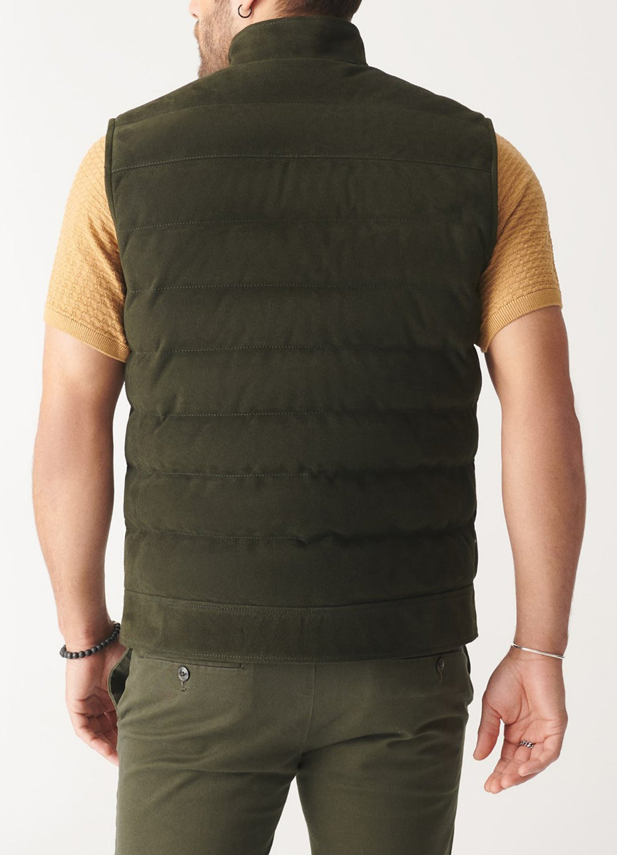 Mens eaweed Green Suede Leather Vest