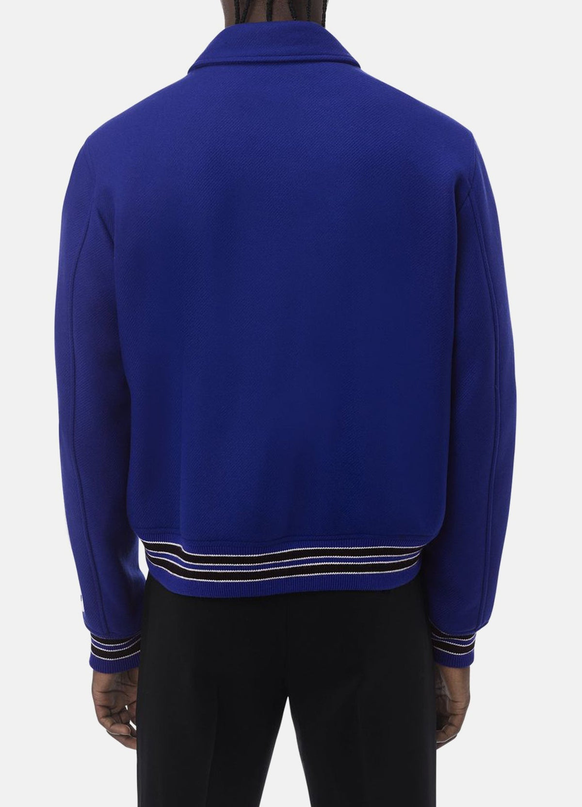 Mens Royal Blue Bone Design Varsity Jacket