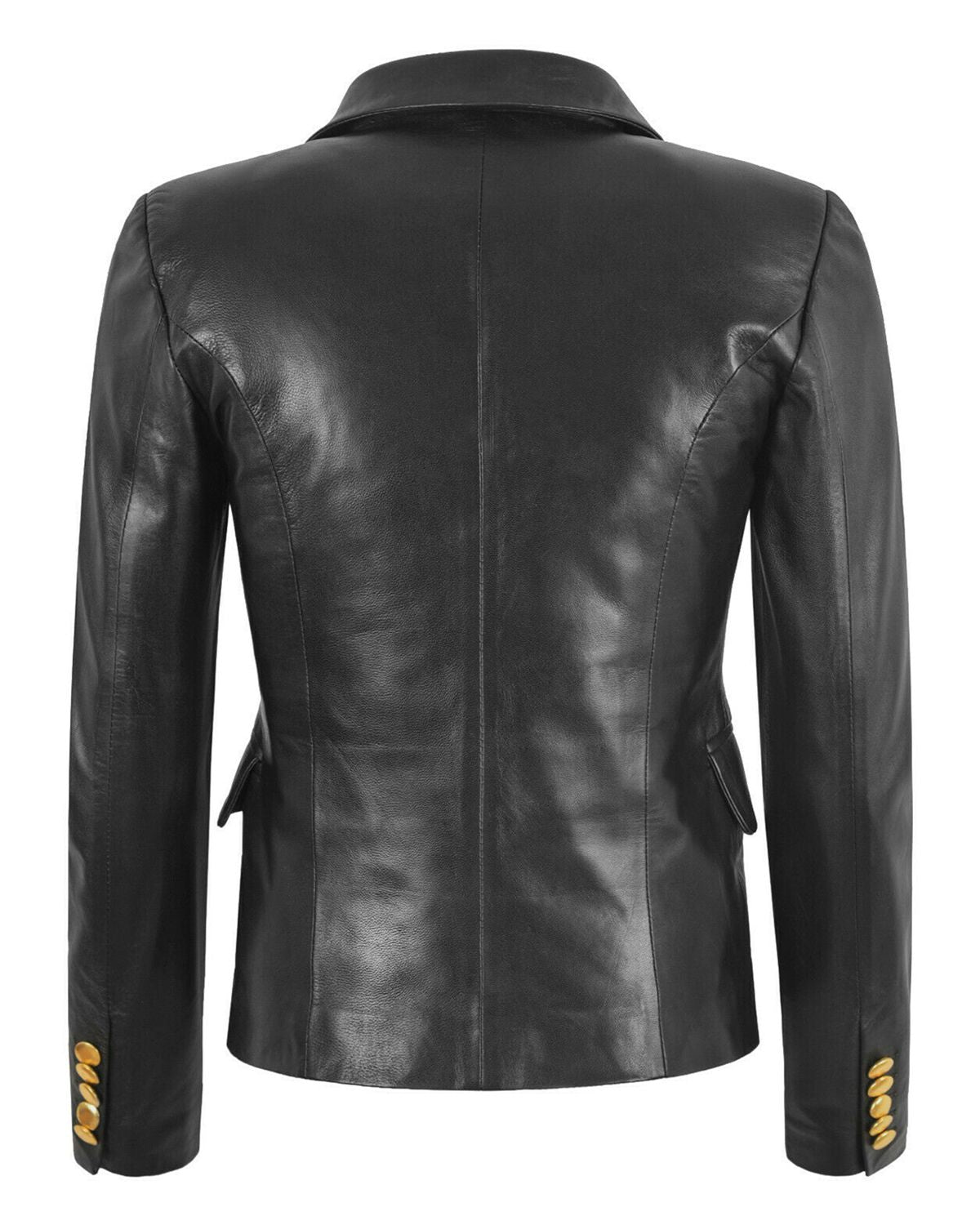 Womens Double Breasted Leather Blazer