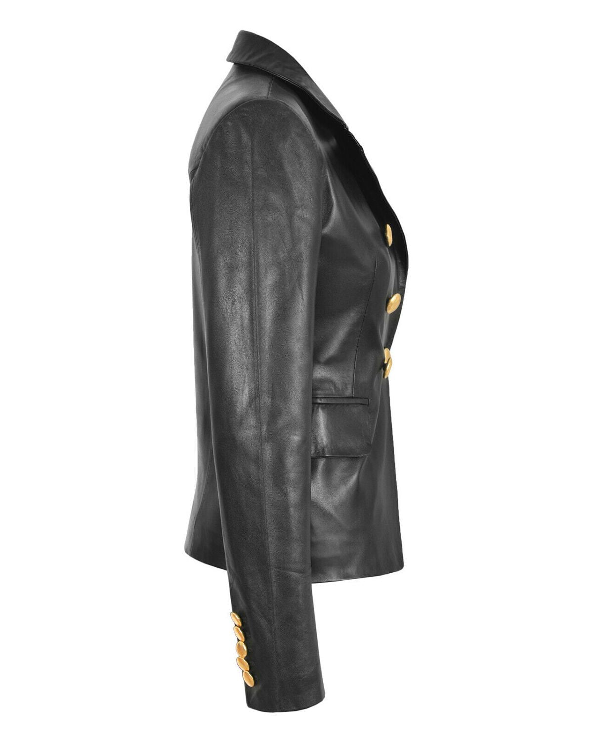 Womens Double Breasted Leather Blazer