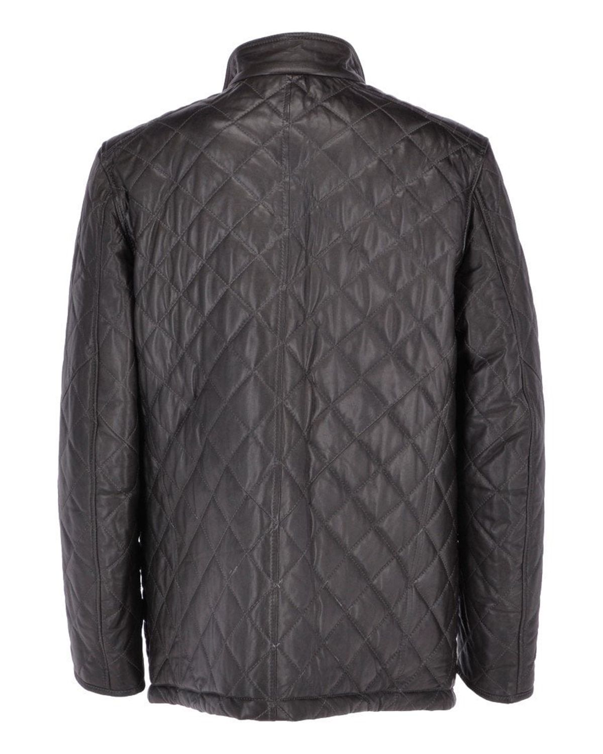 Mens Diamond Quilted Black Leather Coat