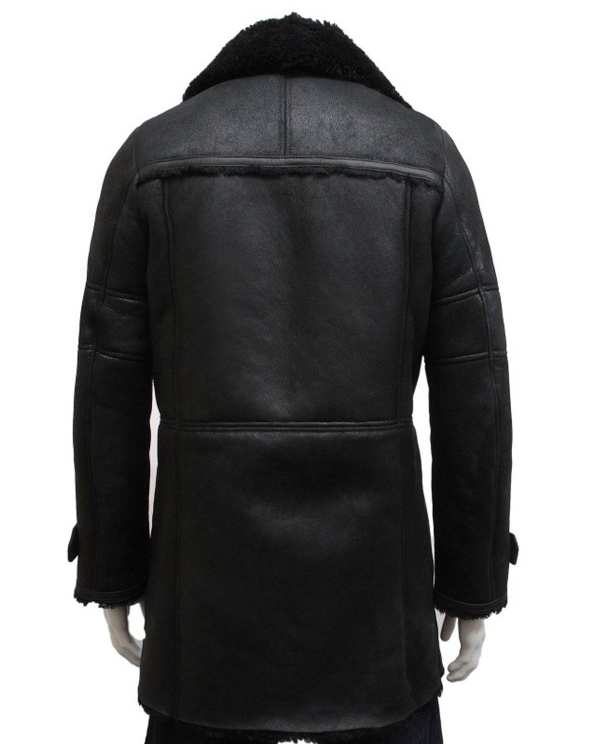 Mens Black Foldable Notched Fur collar Duffle Coat