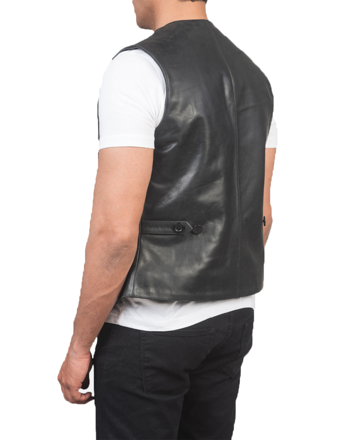 Mens Distressed Genuine Sheepskin Leather Vest
