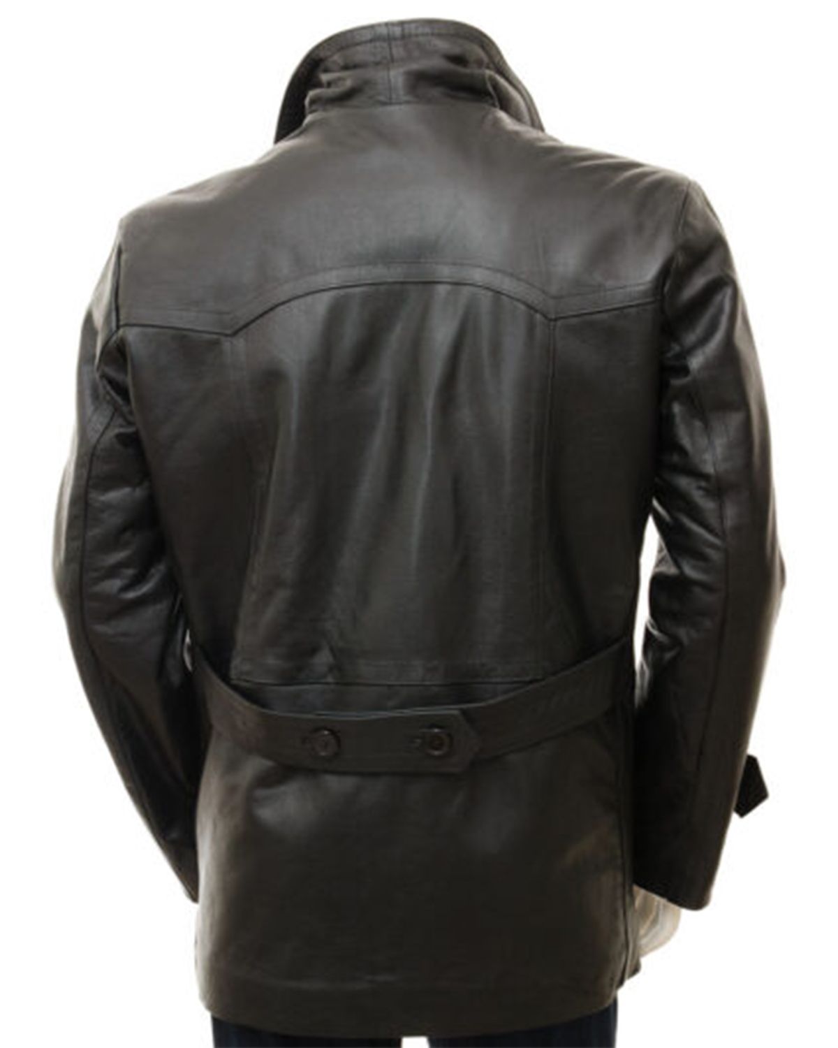 Mens Real Sheepskin Leather Classic Style Peacoat