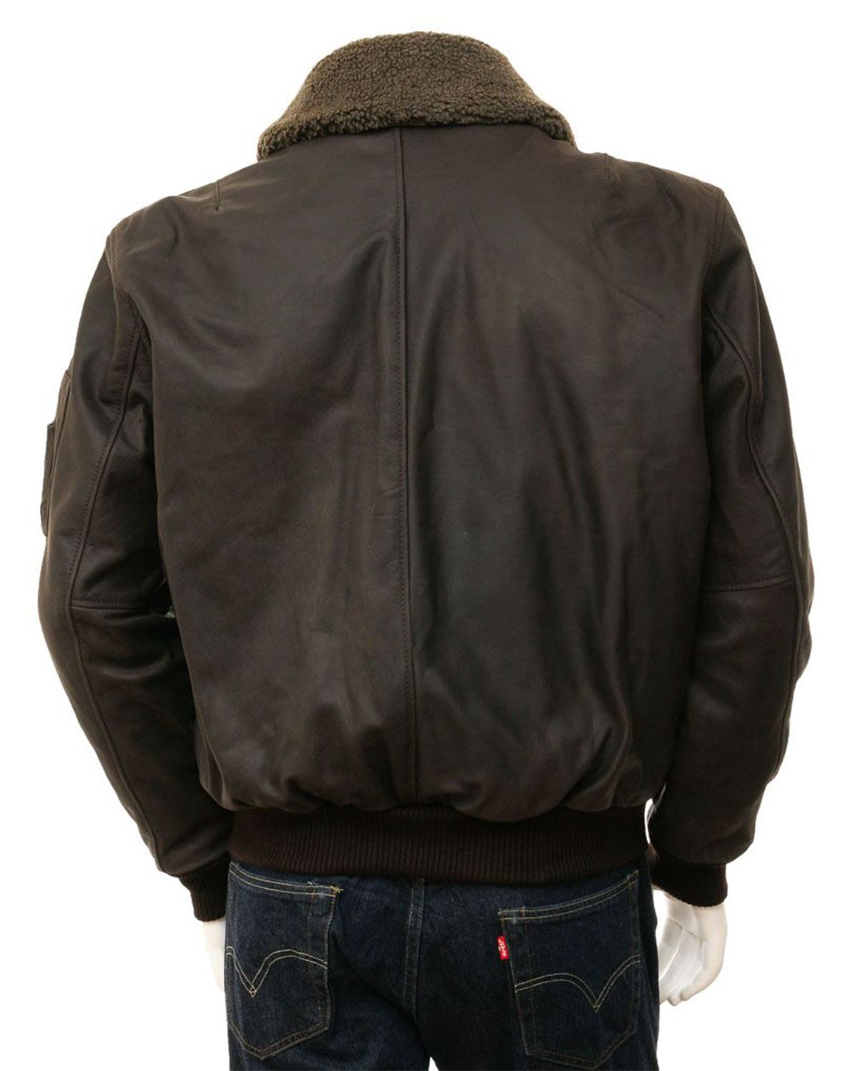 Mens Detachable Collar Aviator Leather Jacket
