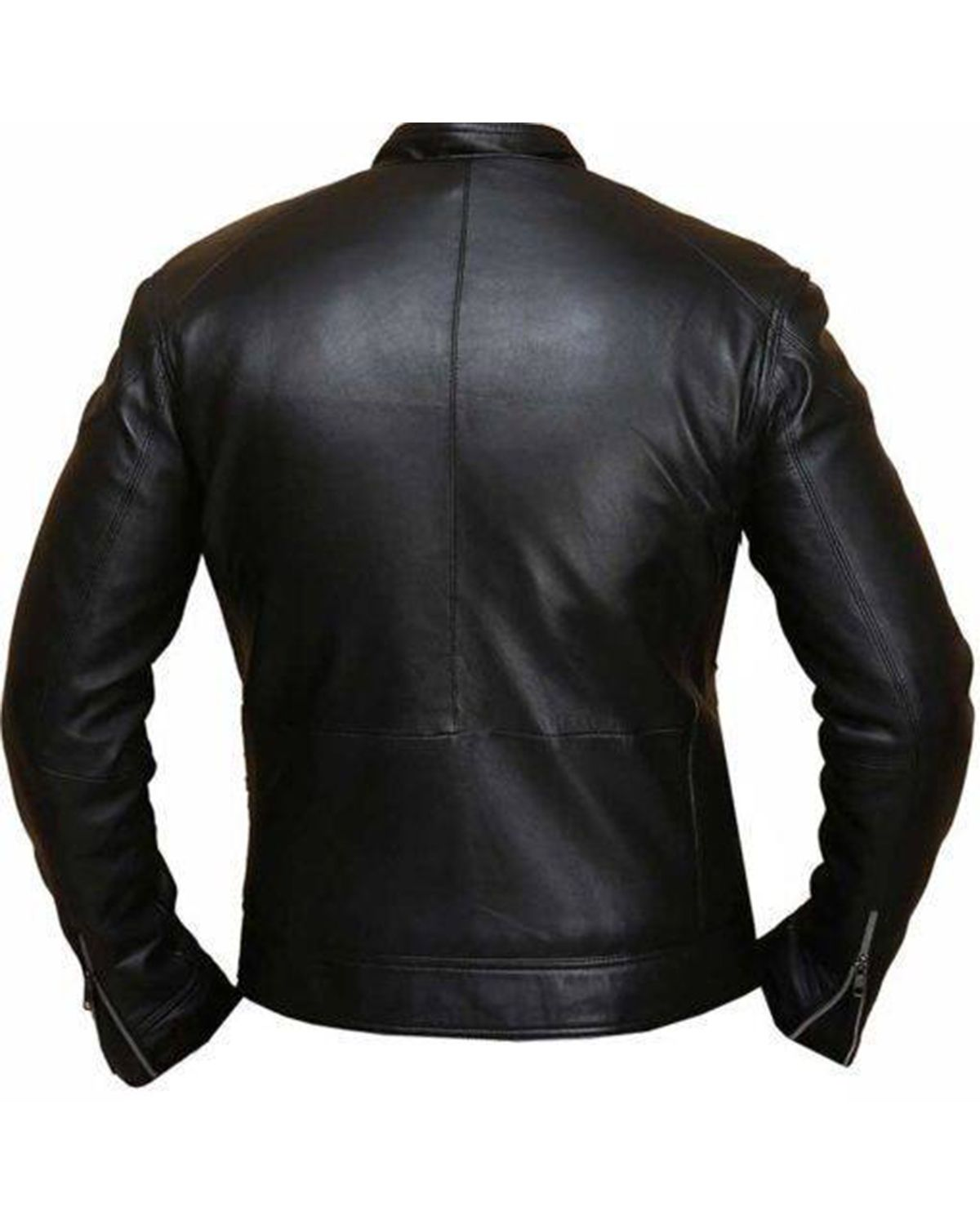 Mens Black Bike Hunt Real Sheepskin Leather Jacket