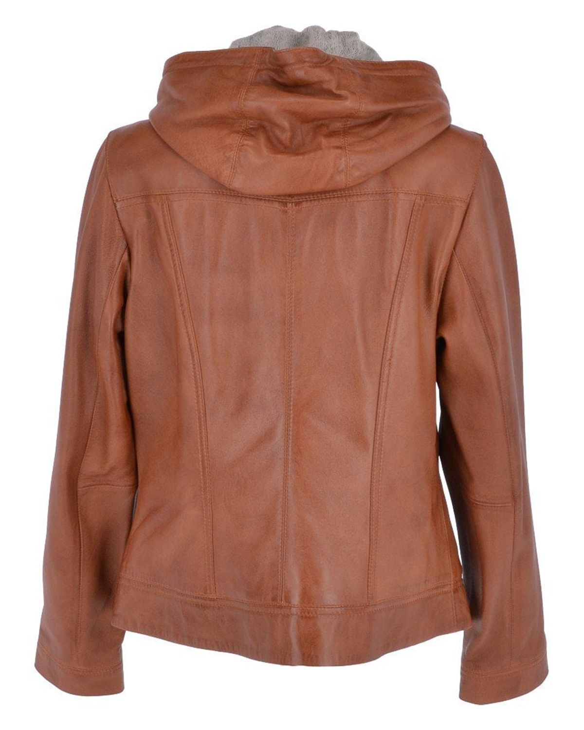 Womens Two-In-One Leather Hooded Jacket