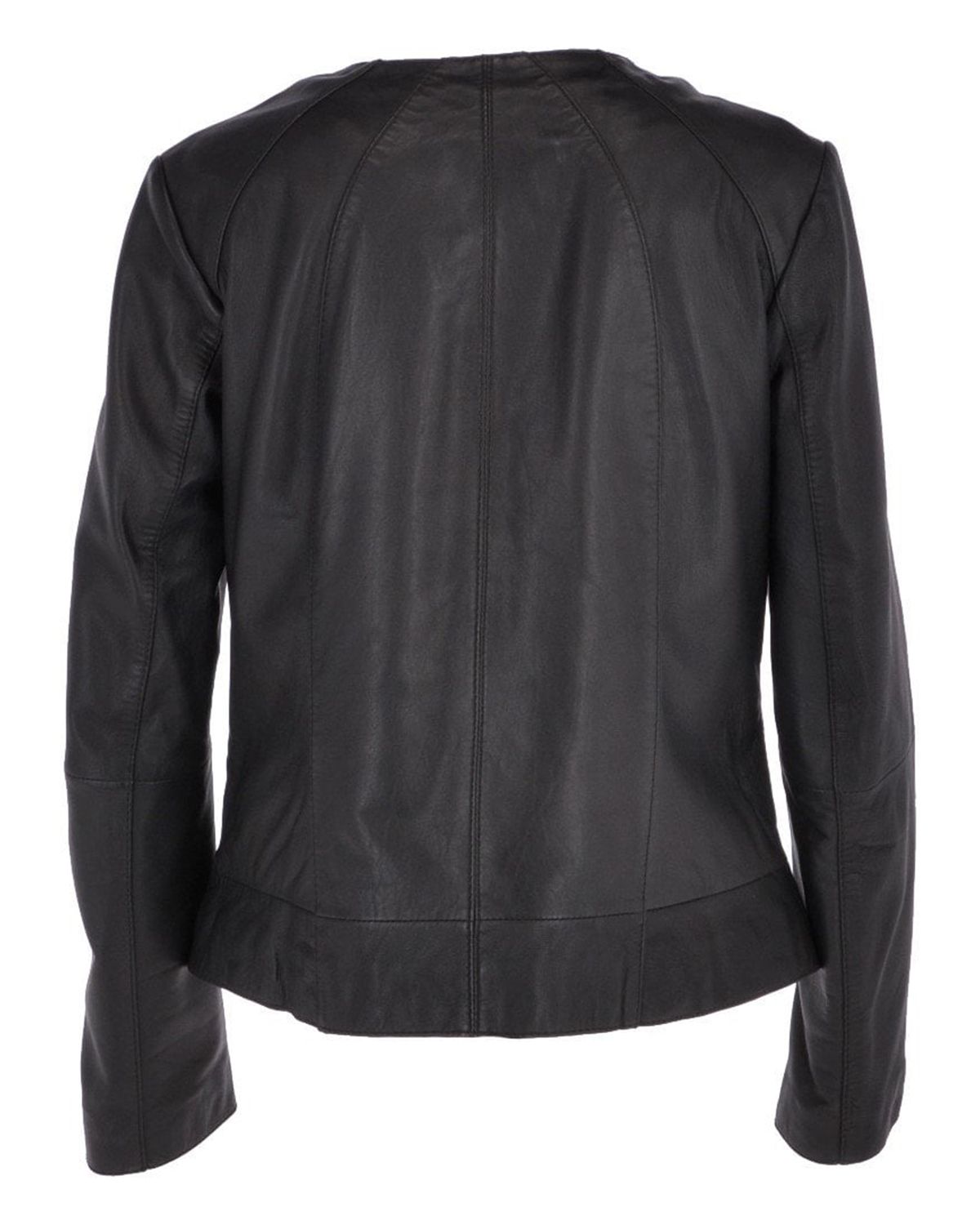 Womens Stylish Collarless Genuine Sheepskin Leather Jacket